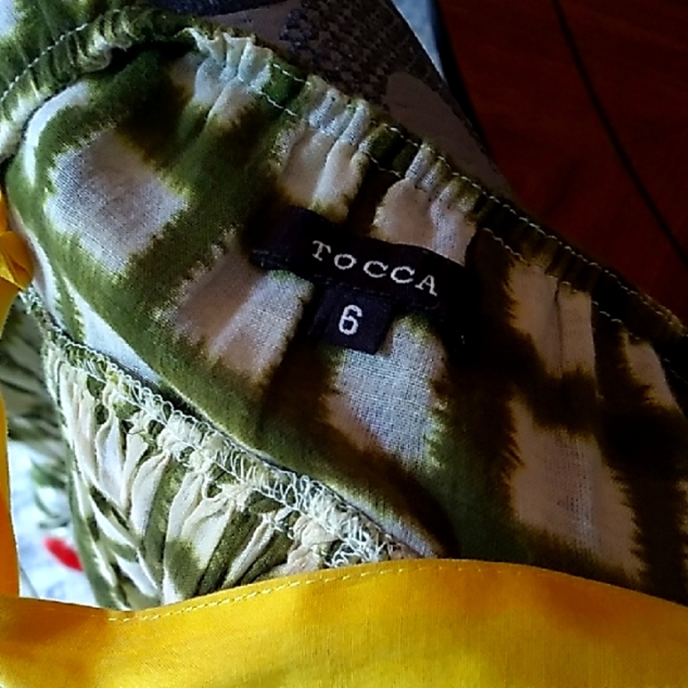 Tocca Olive and Multi Ethnic Dyed Cotton Wrap Dress